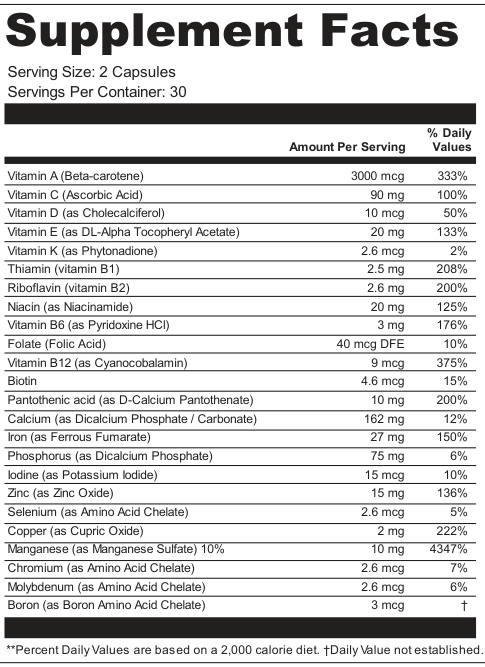 Supplement Facts for Slate Arc