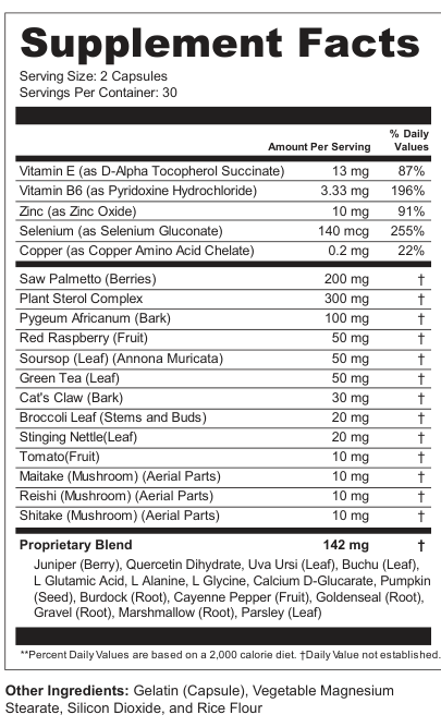 Supplement Facts for Marsh